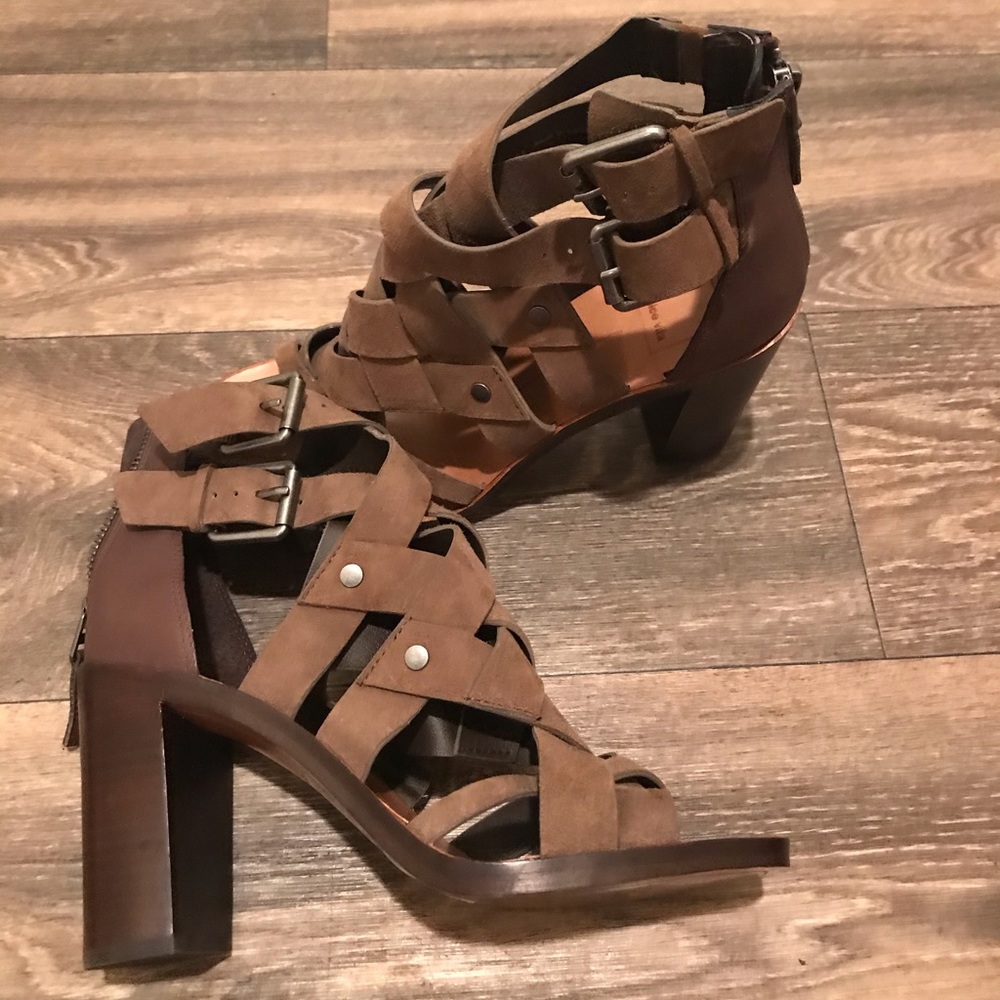 Army Green Strappy Gladiator Heel Sandals